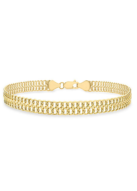 Tuscany Gold 9ct Yellow Gold Double-Curb-Chain Bracelet