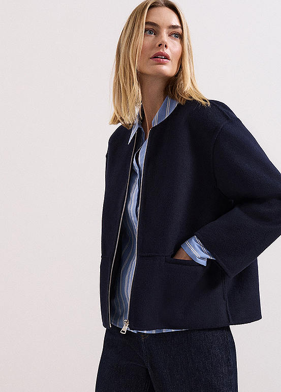 Phase Eight Georgie Double-Faced Wool Zip Jacket | Curvissa