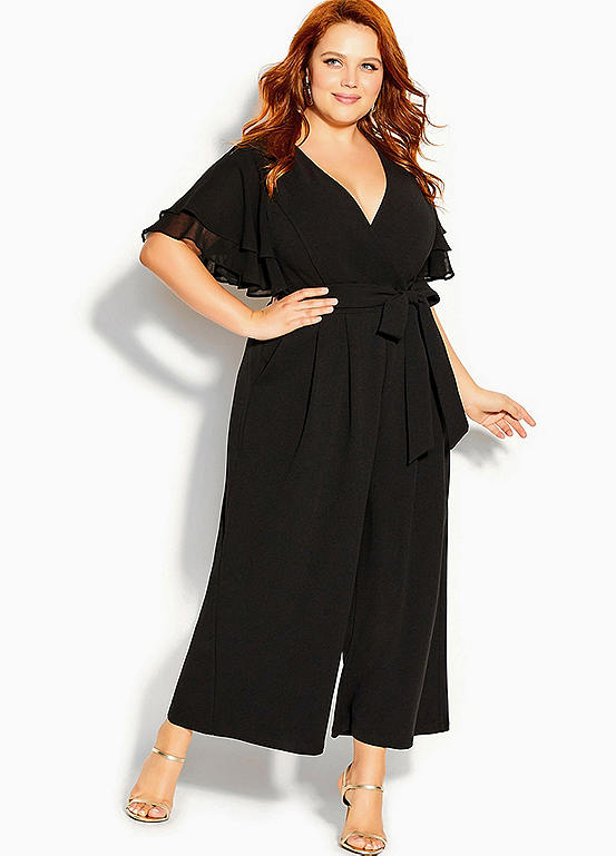 City Chic Flutter Sleeve Jumpsuit | Curvissa