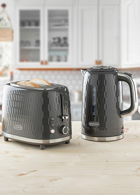 Daewoo Kettle & 2 Slice Toaster SDA2601 /SDA2604 Grey