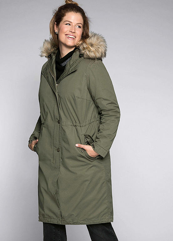 Faux Fur Hood Longline Jacket