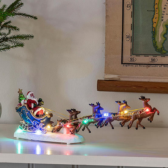 Fibre Optic LED Santa In Sledge with Reindeers | Curvissa