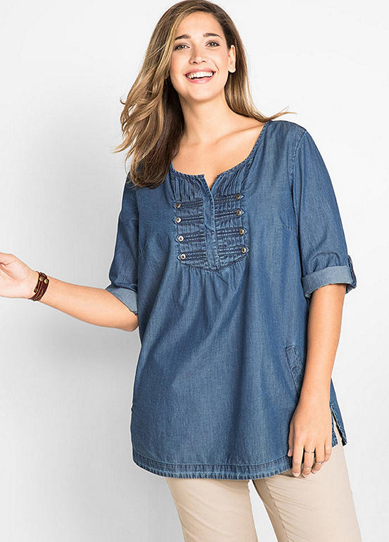 Flattering Chambray Denim Tunic by bonprix | Curvissa