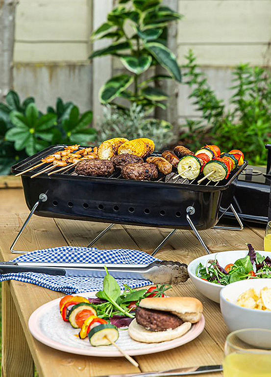 Foreman Black Toolbox Charcoal BBQ Curvissa