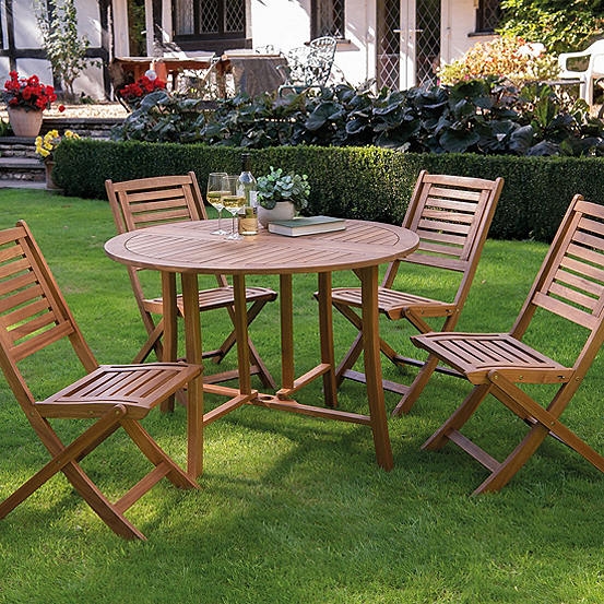 Greenhurst Acacia Hardwood Folding Dining Table & Chairs Curvissa