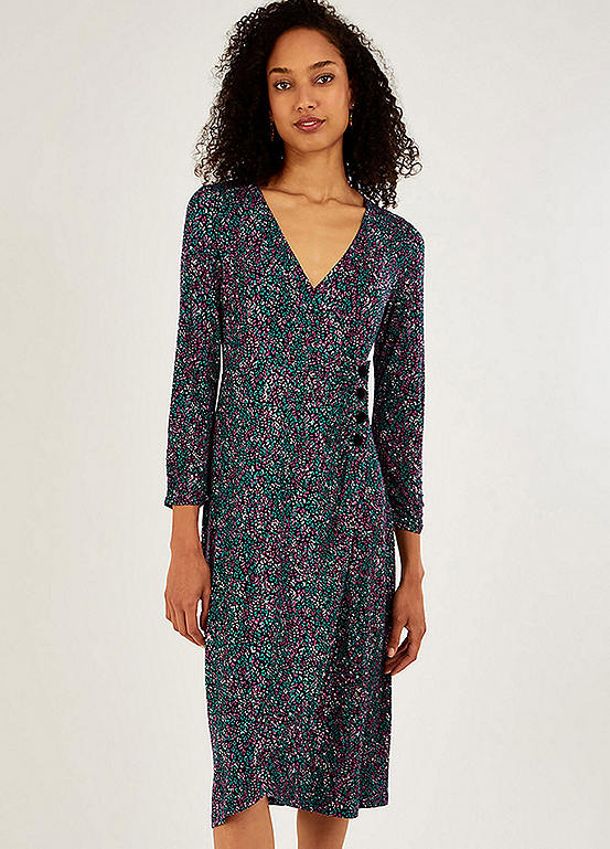 Monsoon Spot Button Wrap Jersey Dress Curvissa