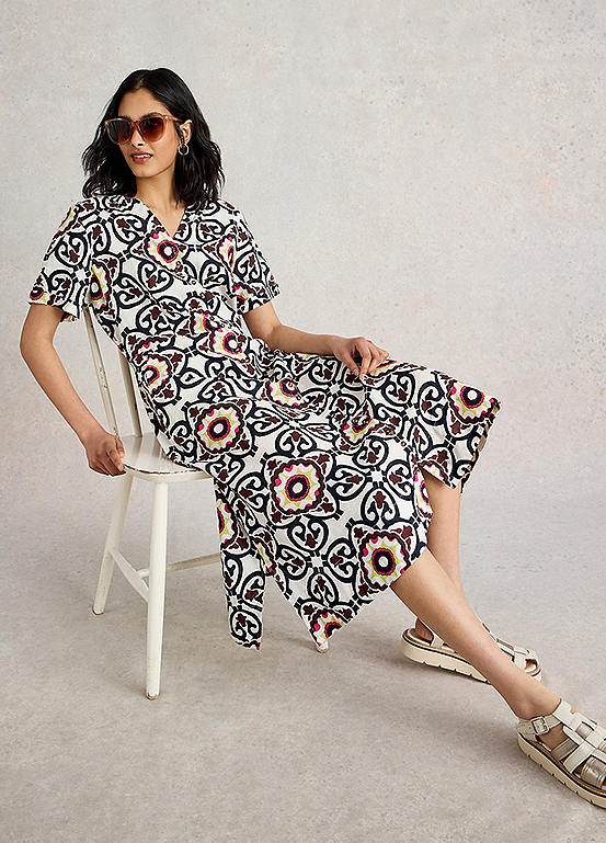 Quiz Floral Frill Detail Wrap Midi Dress Curvissa