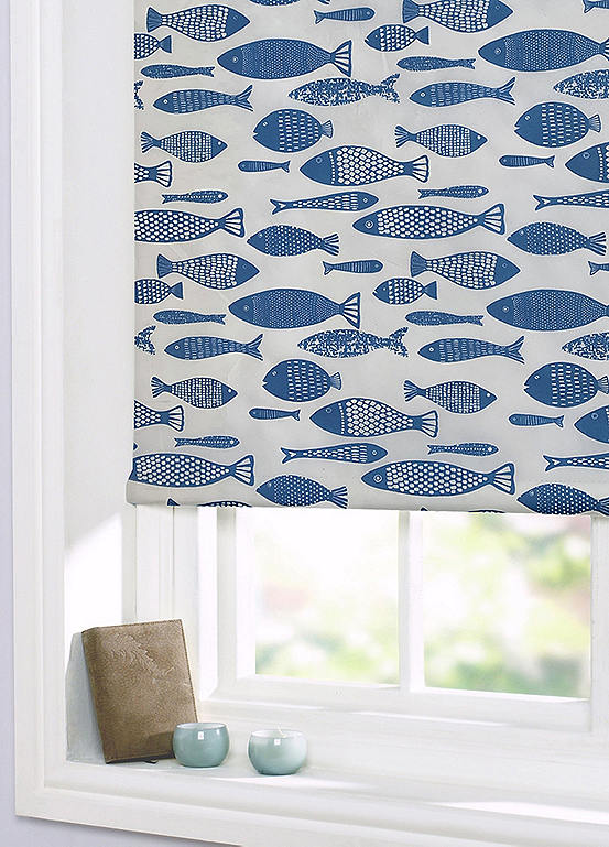 Sandown & Bourne Blue Fish Roller Blind | Curvissa