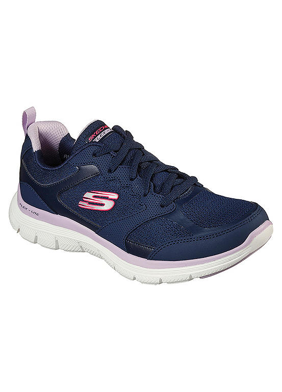 Skechers Quarter Brace Navy Mesh Air-Cooled Memory Foam Pumps | Curvissa