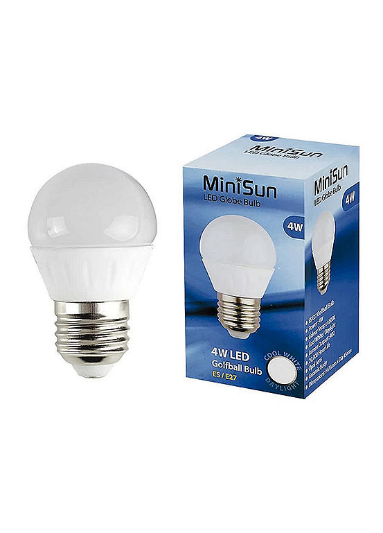 ValueLights Pack of 6 E27 Globe LED 4W Light Bulbs Cool White 6500K ...