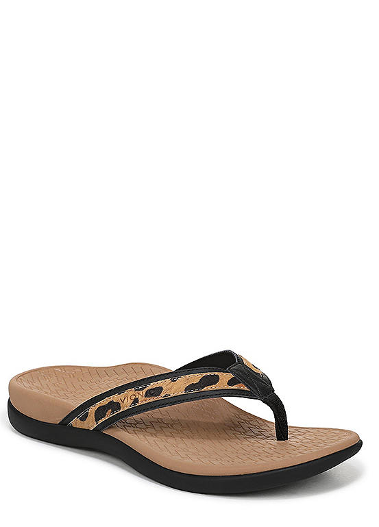 Vionic Leopard Vionic Tide 2.0 Leopard Regular Fit Arch Support Toe Post Sandals ...