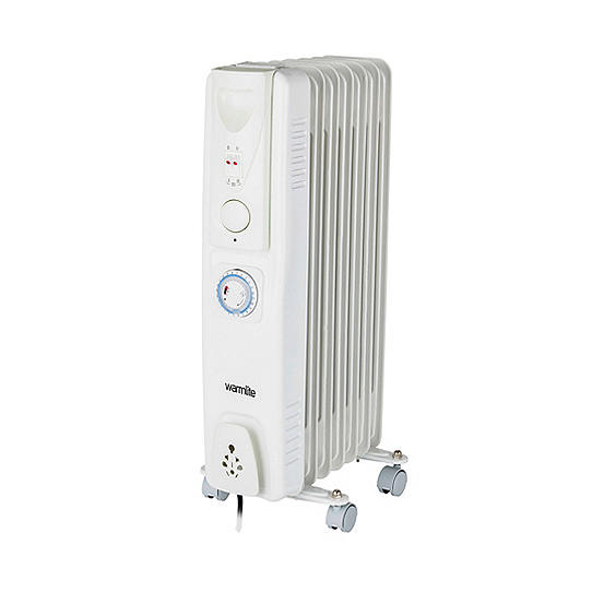Warmlite 1500W Oil Filled Radiator with Timer White Curvissa