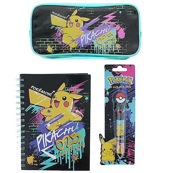 A5 Notebook 10 Colour Pen And Pencil Case Set By Pokemon Curvissa