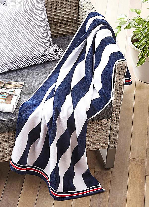 Navy stripe beach towel discount