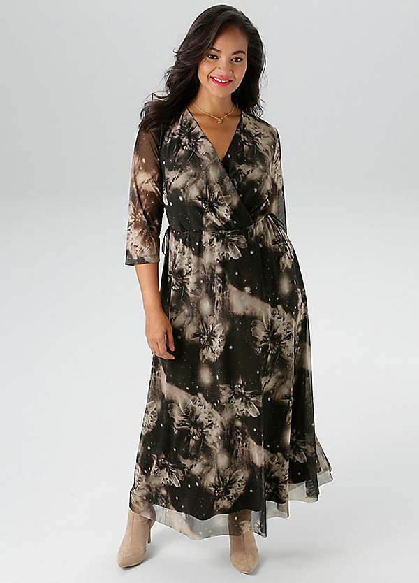 Aniston Plus Three-Quarter Sleeve Maxi Dress | Curvissa