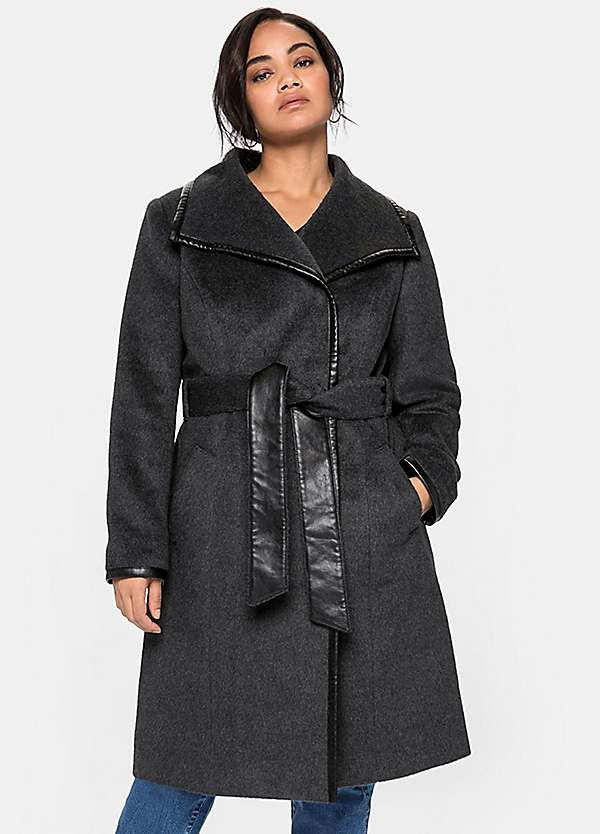 Belted Faux Fur Coat By Sheego Curvissa, Next Grey Belted Faux Fur Collar Coats Womens
