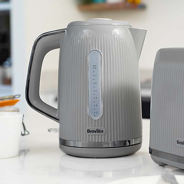 Breville BREVILLE BOLD 1.7L Cordless Electric Jug Kettle & Matching Toaster Set In Grey 