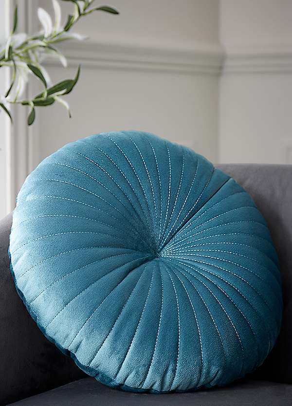 Round hotsell teal pillow