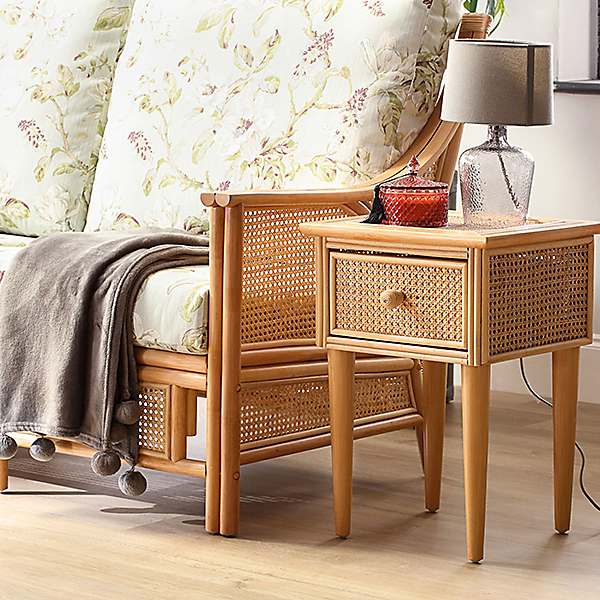 Wicker side store tables indoor