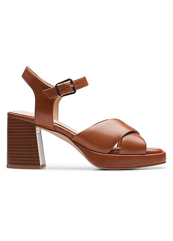 Clarks Tan Leather Ritzy75 Rae Sandals | Curvissa