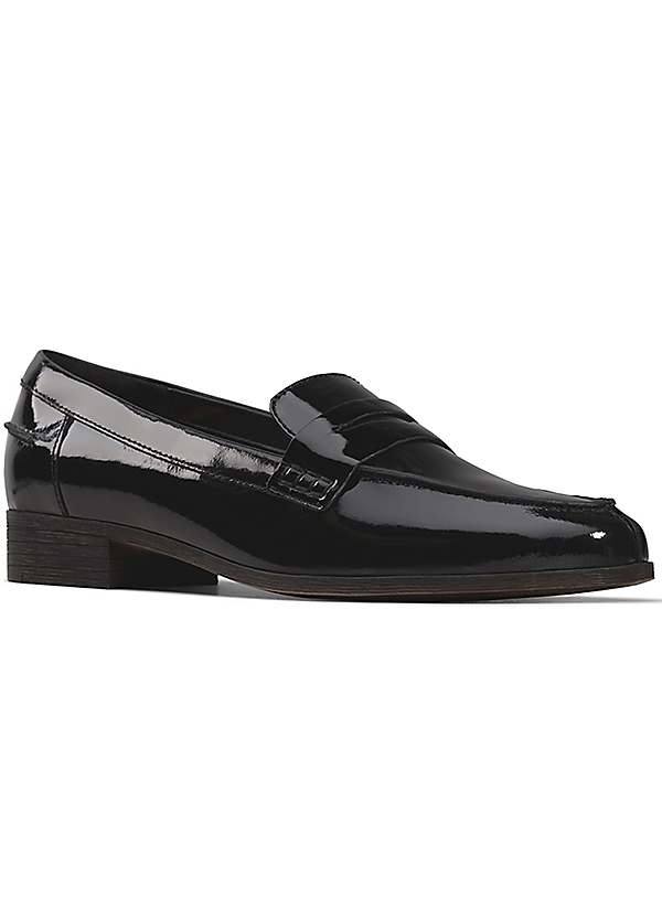 Clarks Wide Fit Black Patent Loafers
