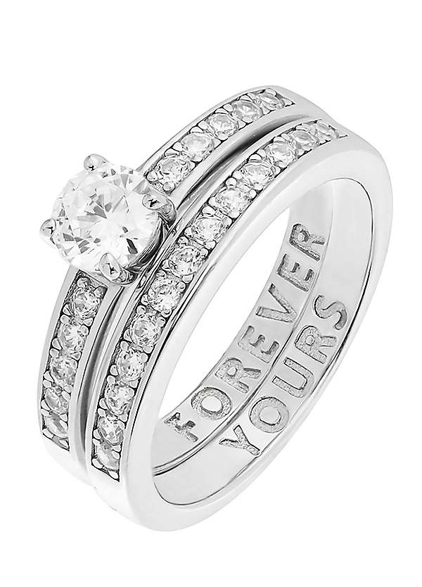 Sterling silver and cubic hot sale zirconia wedding ring sets