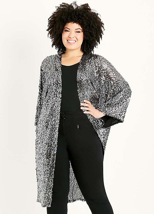 Plus size shop sequin kimono jacket