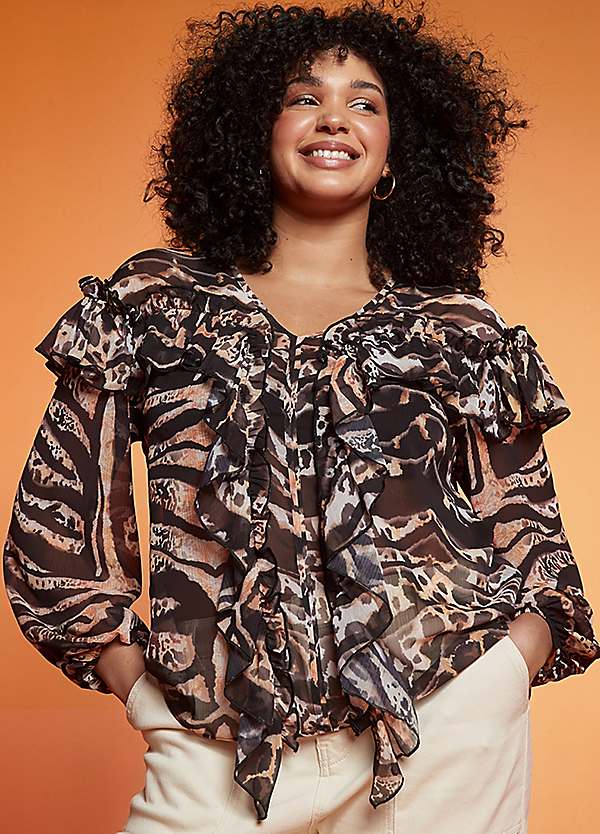 leopard print ruffle blouse