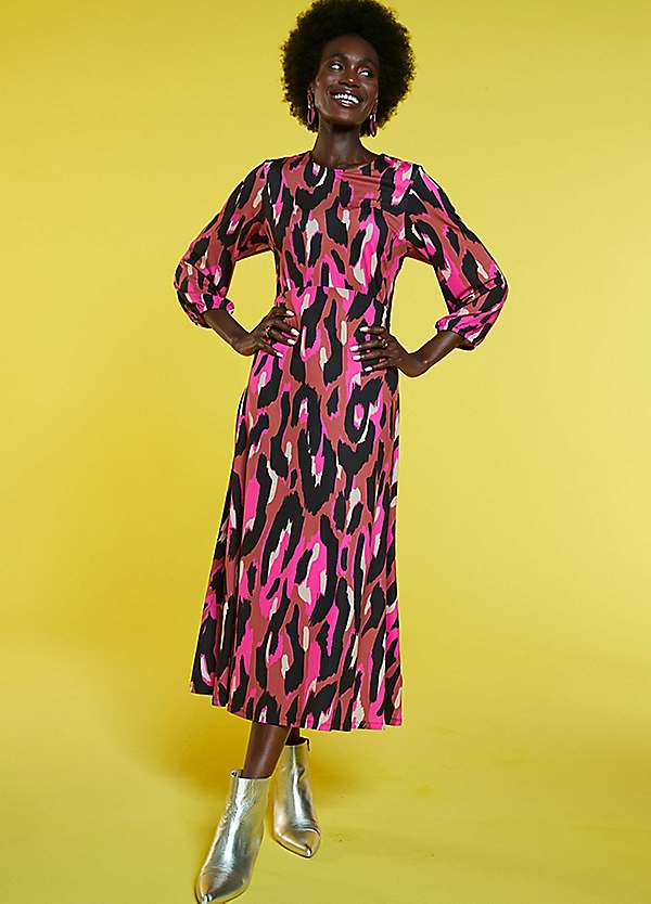 Yellow and pink 2024 leopard print dress