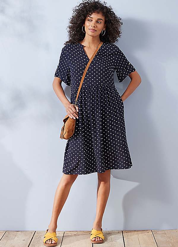 Navy spot midi dress sale