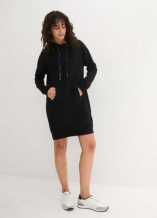 hooded sweater dress with pockets