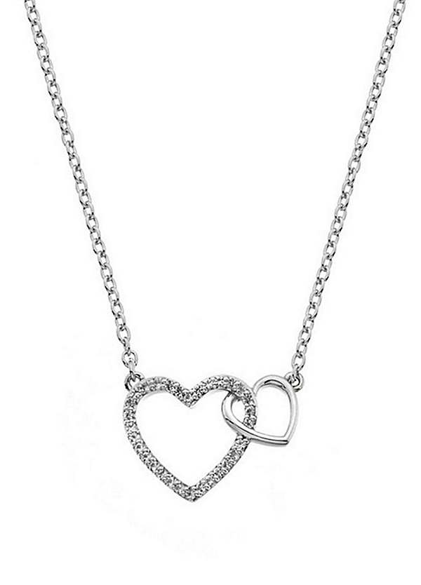 Hot diamonds double deals heart necklace