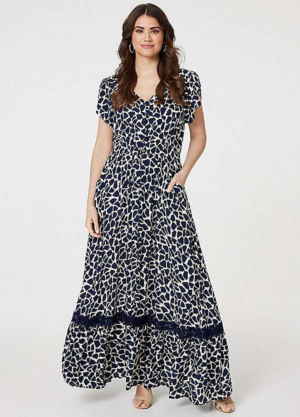 chinese dress ladies Floral Lace Tiered 3/4 Sleeve Maxi Dress