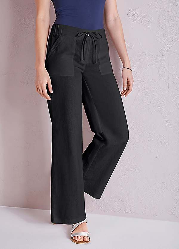 Kaleidoscope Linen Rich Trousers | Curvissa