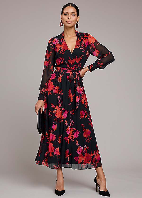 Floral print red dress best sale