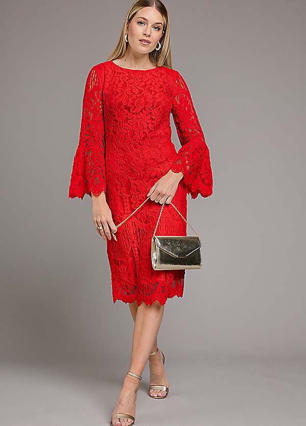 Kaleidoscope Red Lace Shift Dress Curvissa