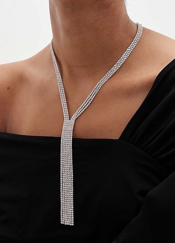 ★SENTIMENTS★ NO.243 [SILVER] NECKLACE Jon Richard Silver Plated Cubic Zirconia Adjustable Tennis
