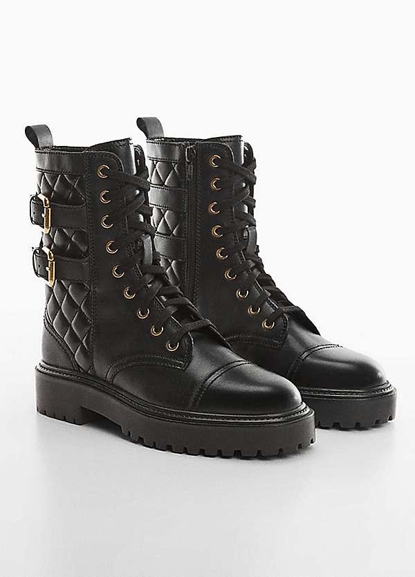 Mango Sierra Military Leather Ankle Boots Curvissa