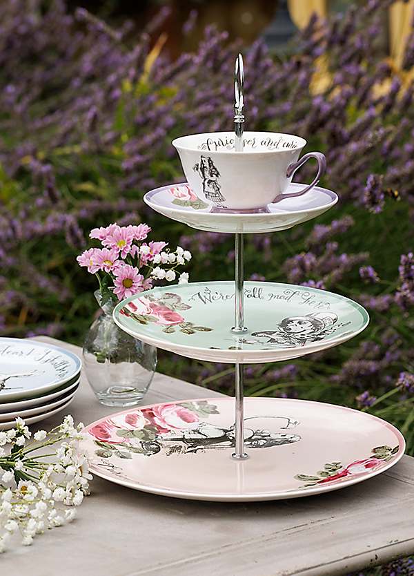 Mikasa X V A Alice in Wonderland Fine China Tea Cup Cake Stand Curvissa