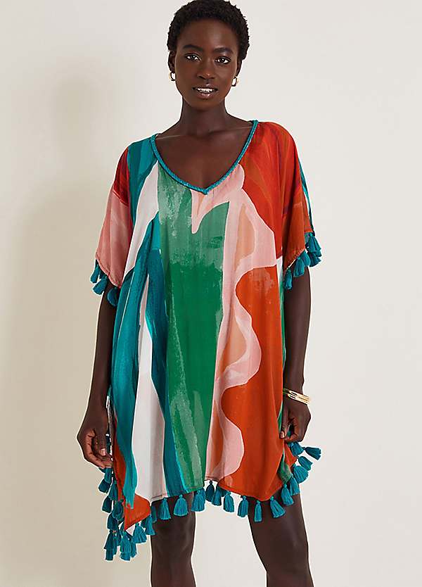 Monsoon Ivy Abstract Print Kaftan Dress Curvissa