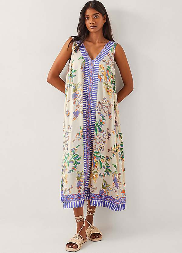 Monsoon Kaia Floral Print Midi Dress Curvissa