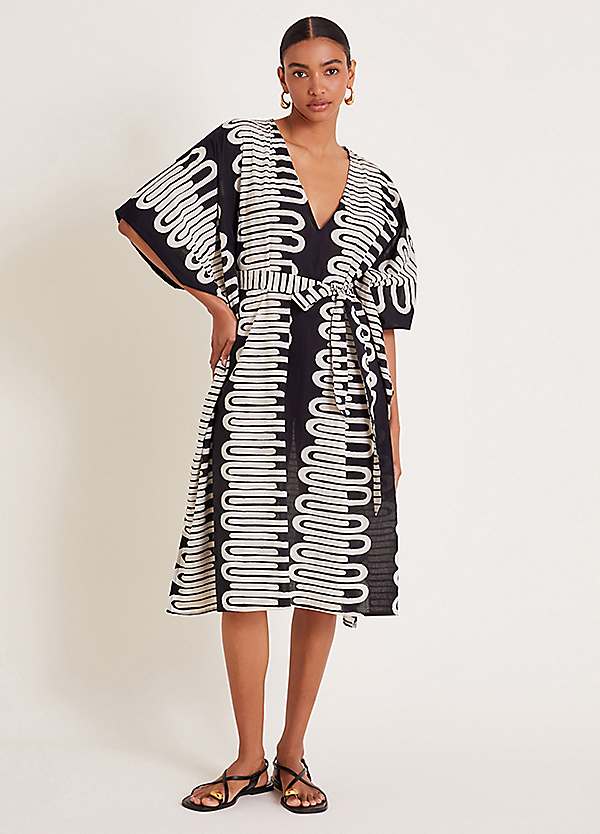 Monsoon Orla Geometric Print Kaftan Dress Curvissa