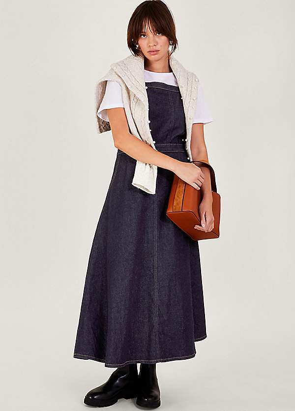 Denim pinafore hot sale maxi dress