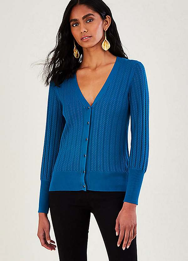 Monsoon Pointelle Cable Cardigan with Lenzing™ Ecovero™