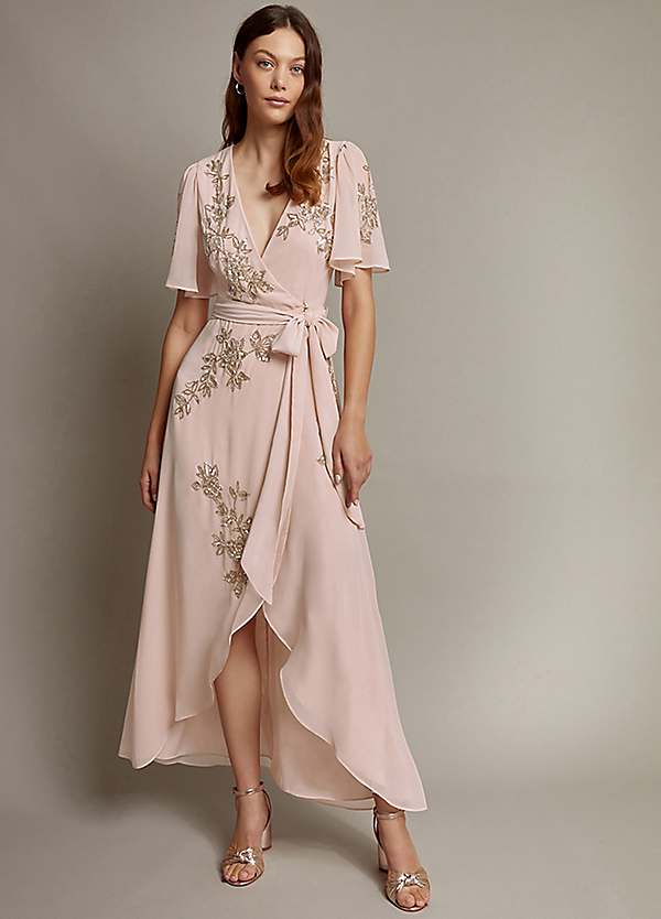 Pink Monsoon Apple Embellished Midi Dress Wrap Dress Monsoon Plus Size Maxi  Dresses Sarah Embellished Wrap