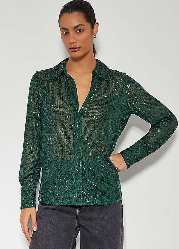 Sheer sequin top online