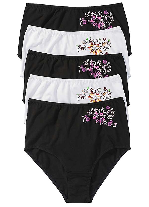 5 Pack Monochrome Print Full Knickers