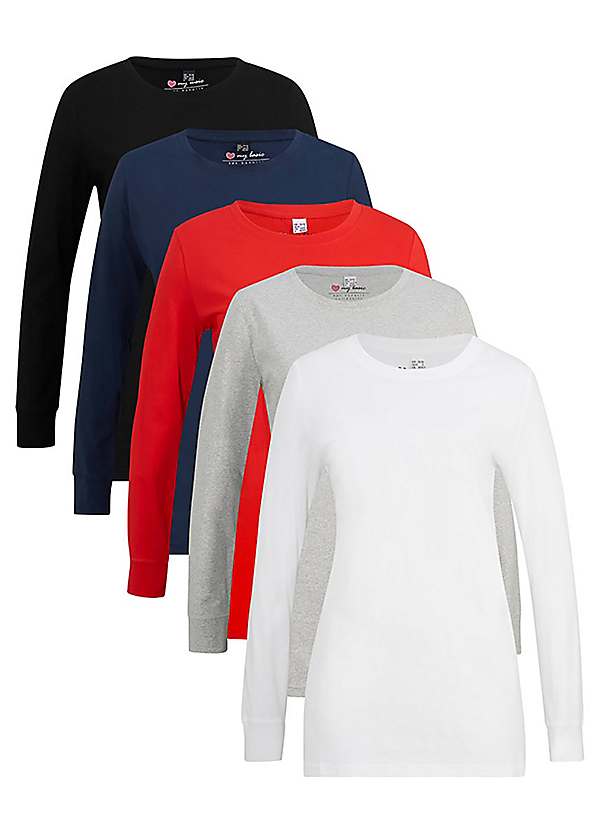Pack of 5 Long Sleeve T-Shirts by bonprix