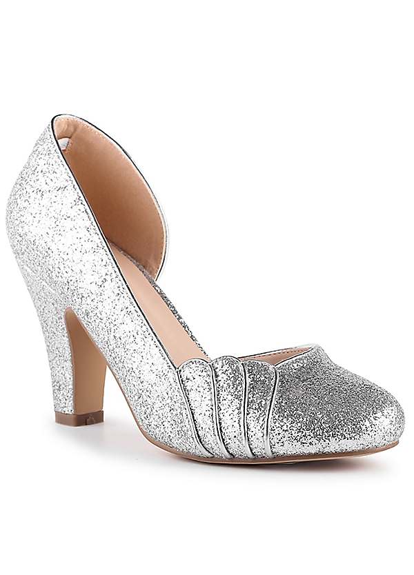 round toe glitter heels