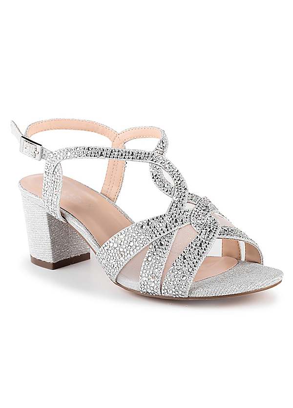 Silver heeled sandals 2025 wide fit